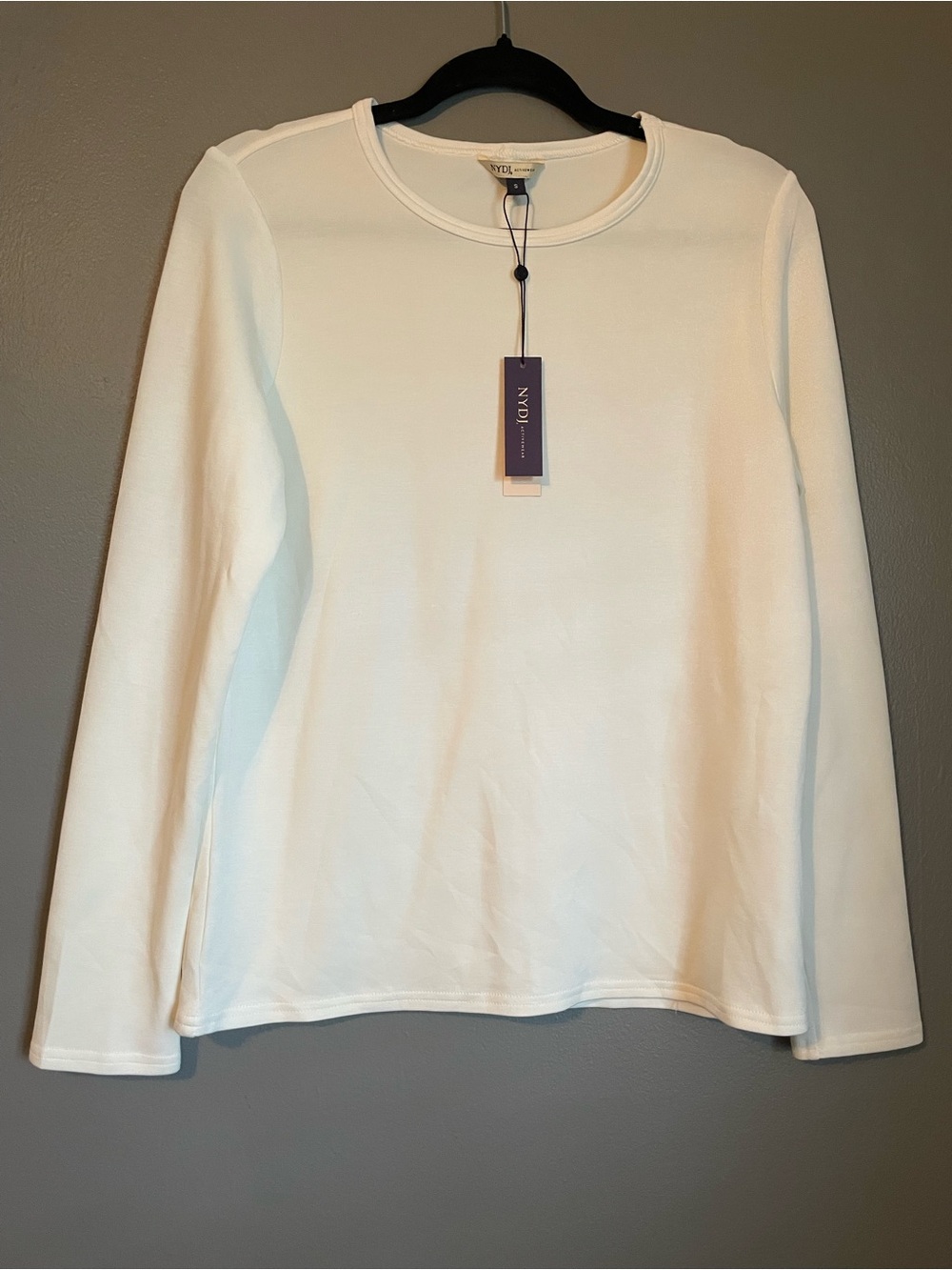 NWT NYDJ Sz Small Women’s White Dove Active 3/4 Sleeve Soft Blouse Top Ret $68!